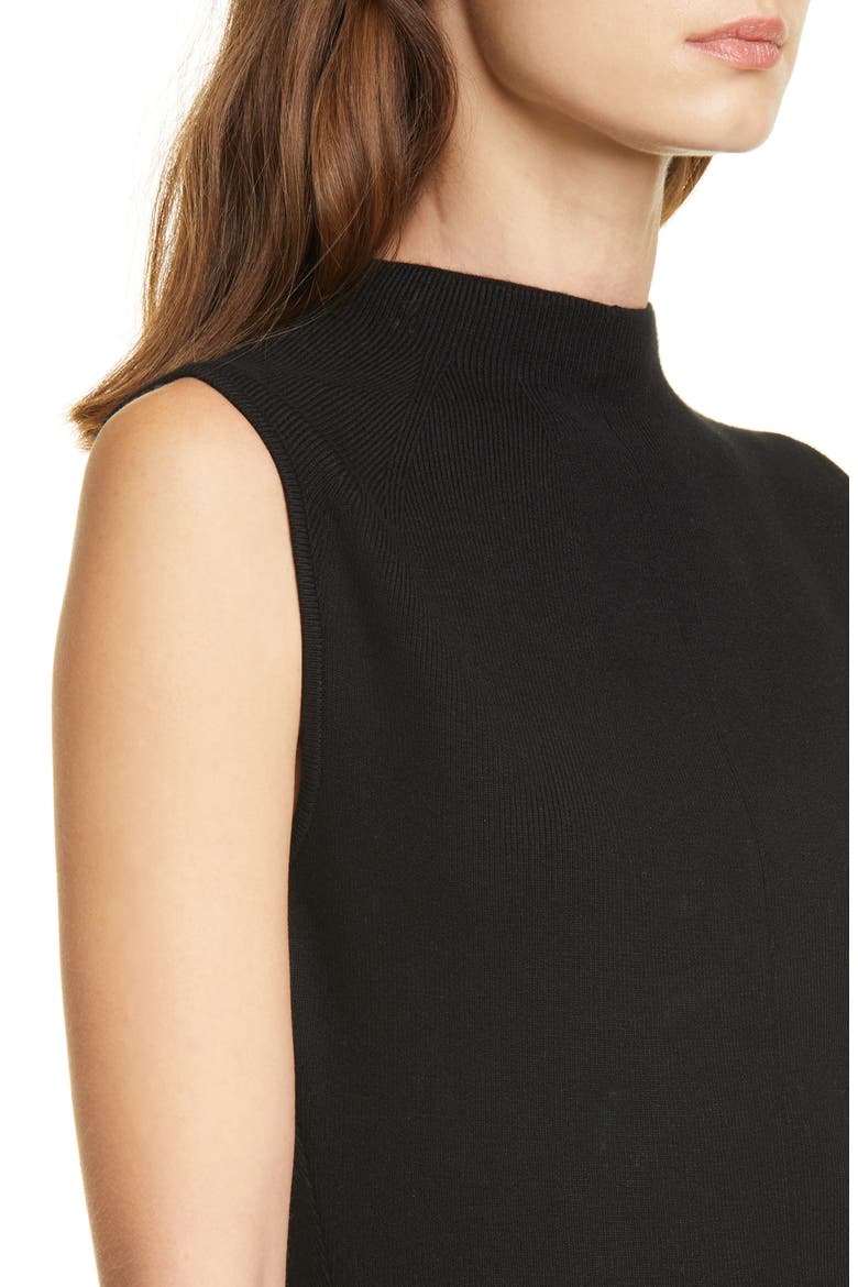 Kaytee Funnel Neck Fit & Flare Sweater Dress, Alternate, color, BLACK
