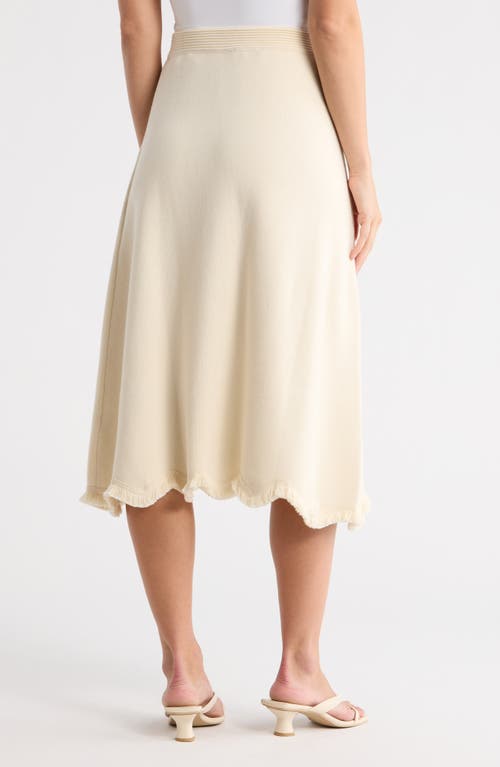 Adrianna Papell Fray Trim Wavy Skirt In Neutral