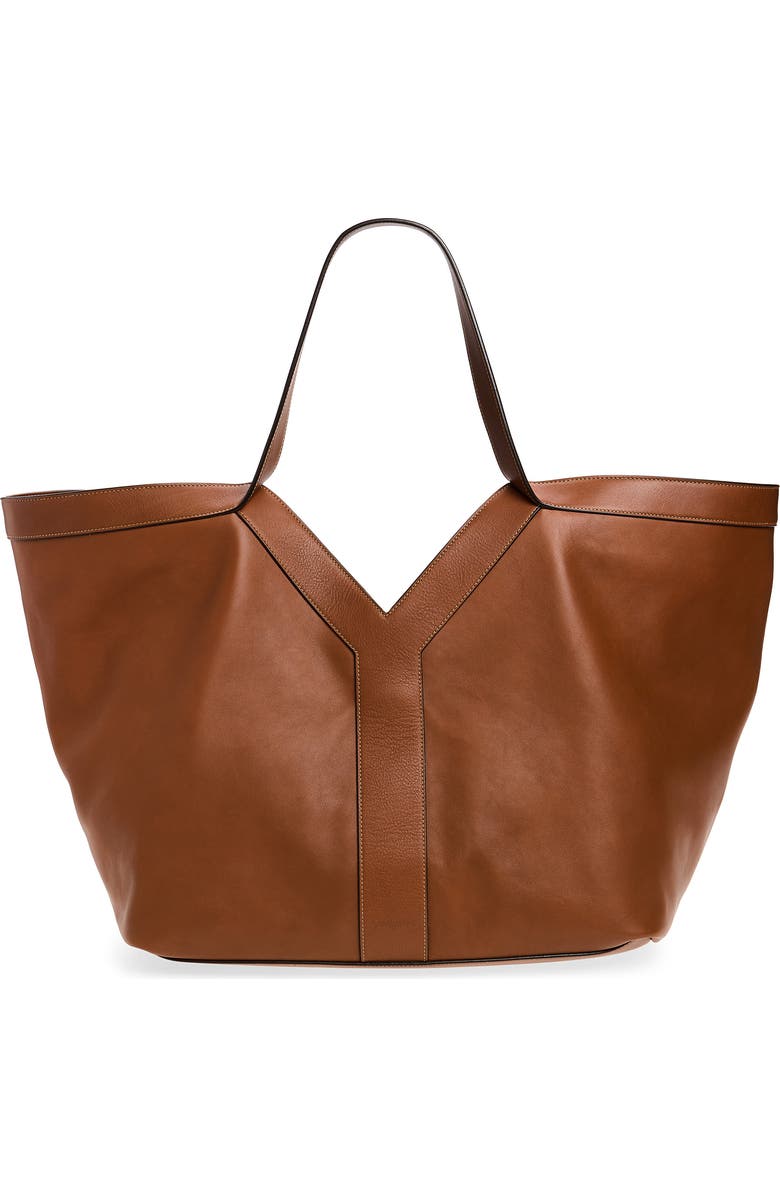 Saint Laurent Y Leather Tote, Main, color, Brick