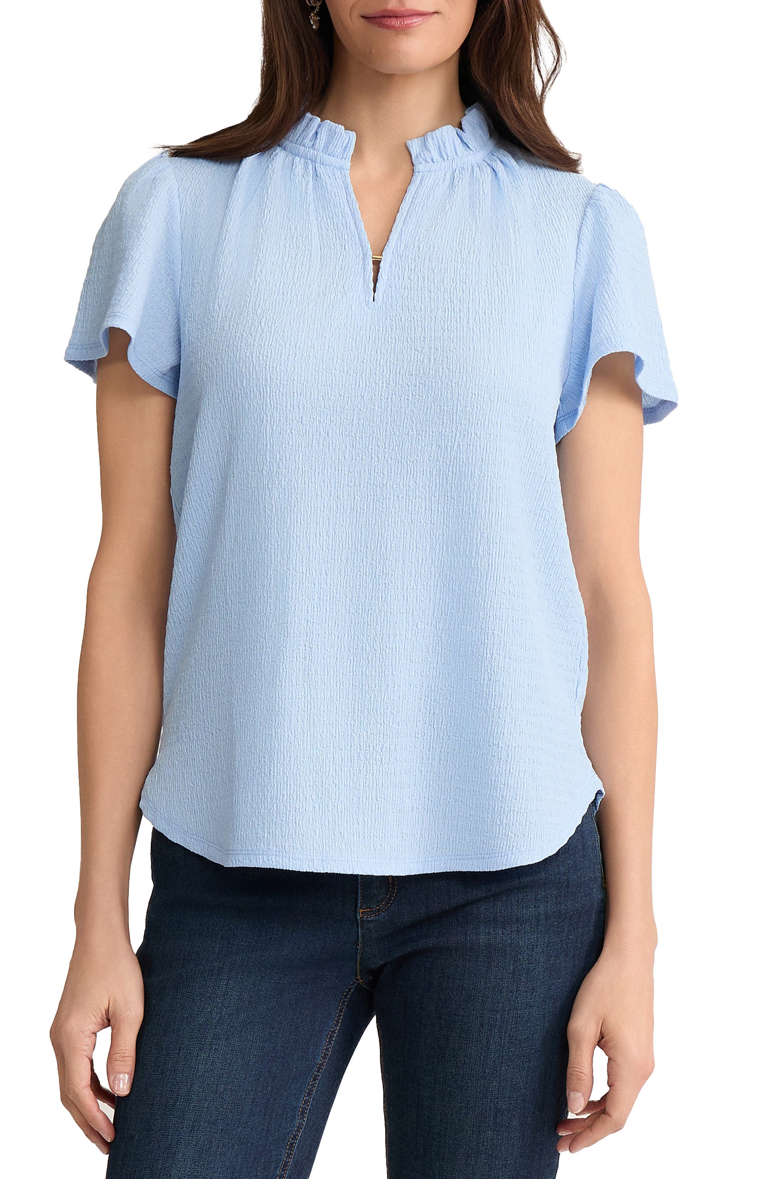 Crinkle Flutter Sleeve Top