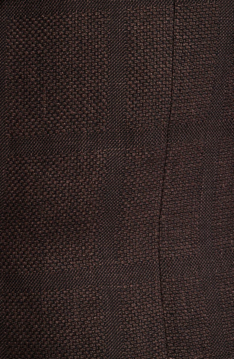 Canali Capri Trim Fit Brown Check Jacquard Linen & Wool Sport Coat, Alternate, color, Dark Brown