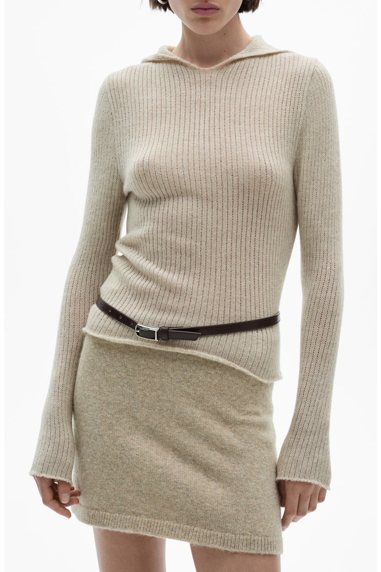Open Stitch Hooded Sweater, Main, color, SAND