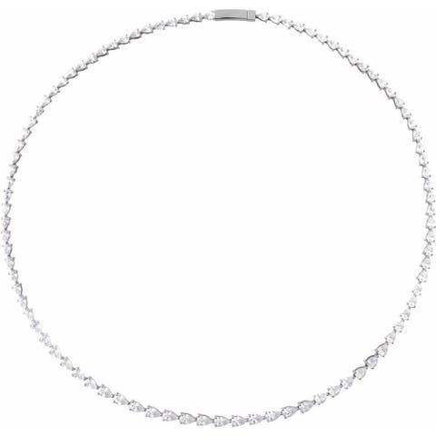 10 Ct Lab-grown Pear Diamond Line Necklace In 14k Gold
