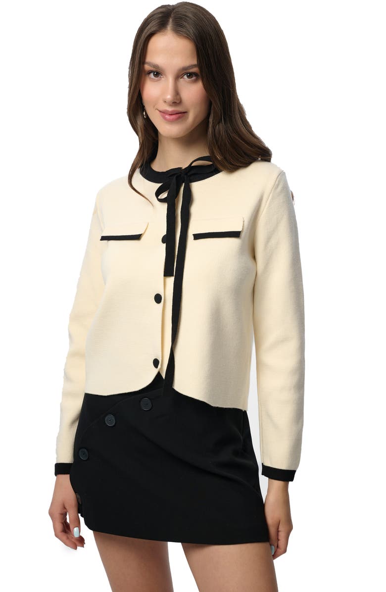 SAACHI Tie Front Cardigan, Alternate, color, Natural