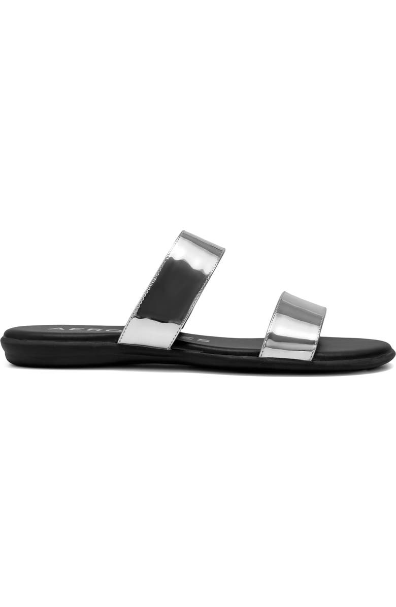 Aerosoles Concetta Two-Strap Sandal, Alternate, color, Silver Fx Mirror Metallic