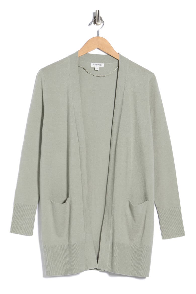 Open Front Cardigan, Alternate, color, GREEN CHAPARRAL