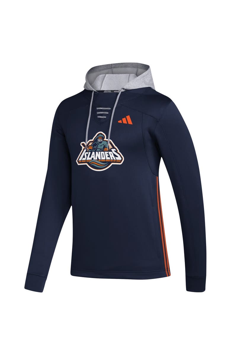 adidas Men's adidas Navy New York Islanders Refresh Skate Lace AEROREADY Pullover Hoodie, Alternate, color, 