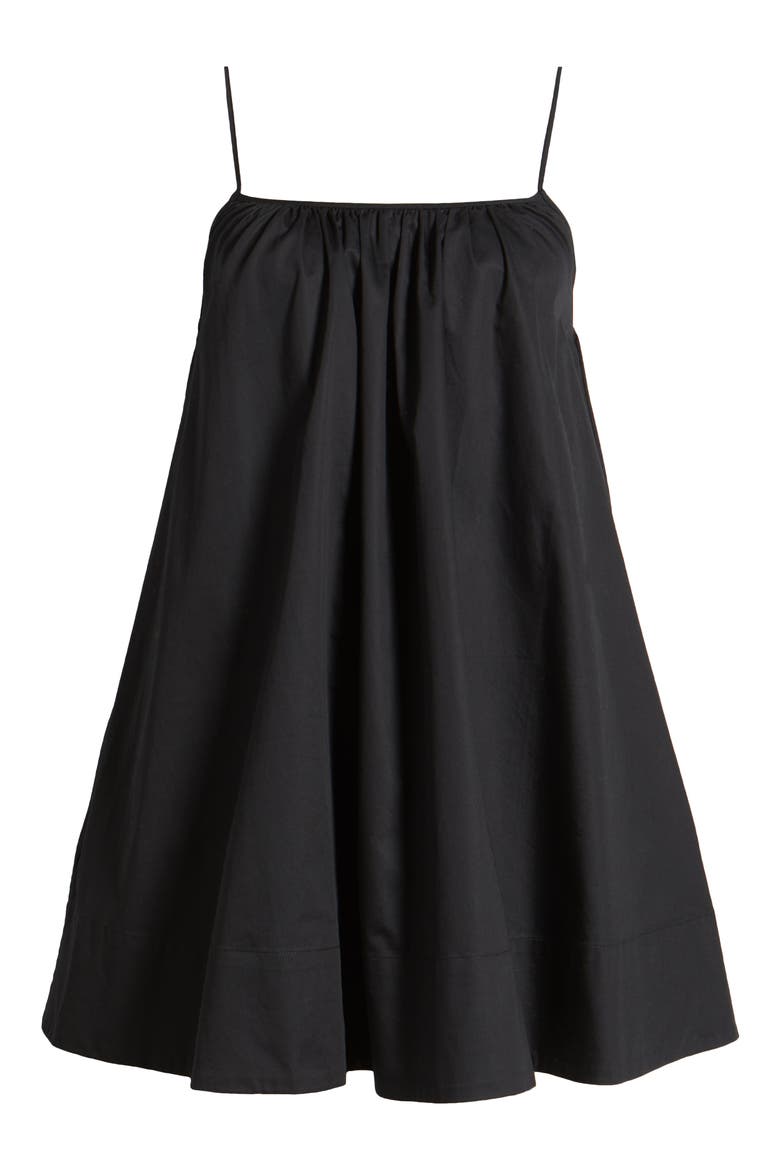 Lindsay Cotton Poplin Babydoll Minidress, Alternate, color, NOIR