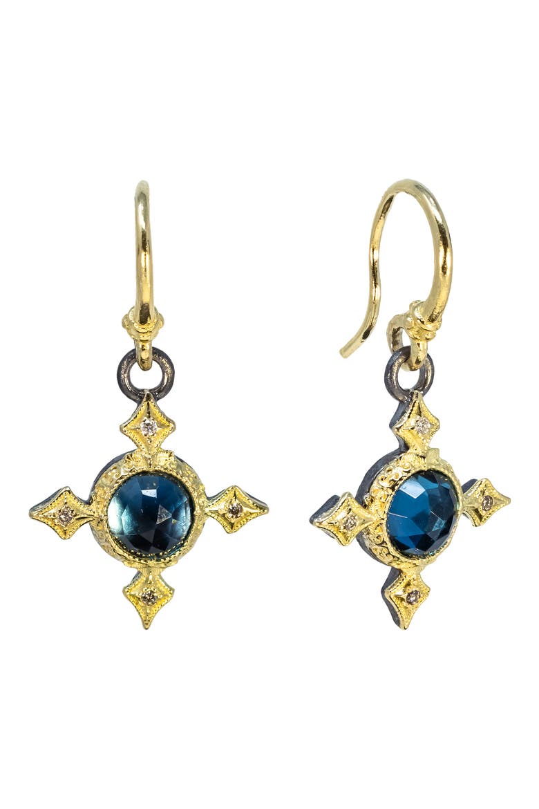 Blue Topaz Cross Drop Earrings, Main, color, BLUE
