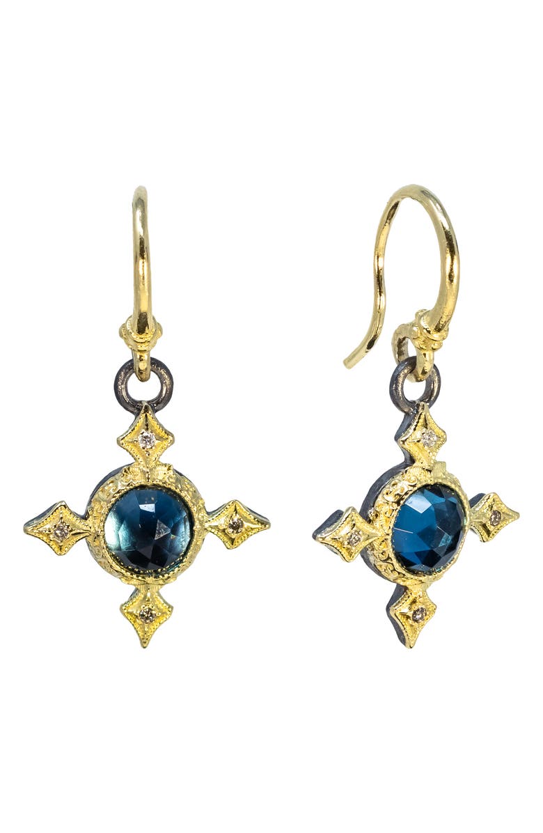 Armenta Blue Topaz Cross Drop Earrings, Main, color, Blue