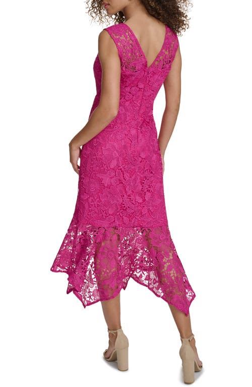 Kensie Chemical Lace Midi Dress In Fuchsia