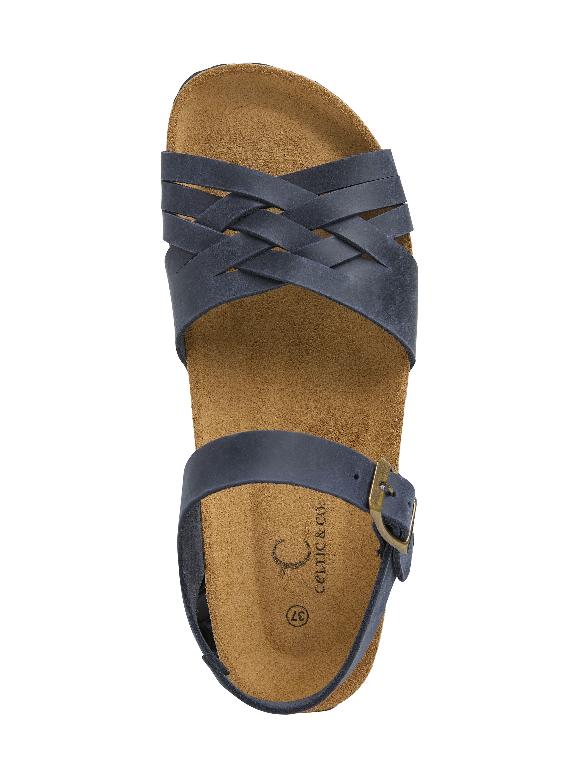 Celtic & Co. Woven Detail Low Wedge Leather Sandal, Alternate, color, Navy