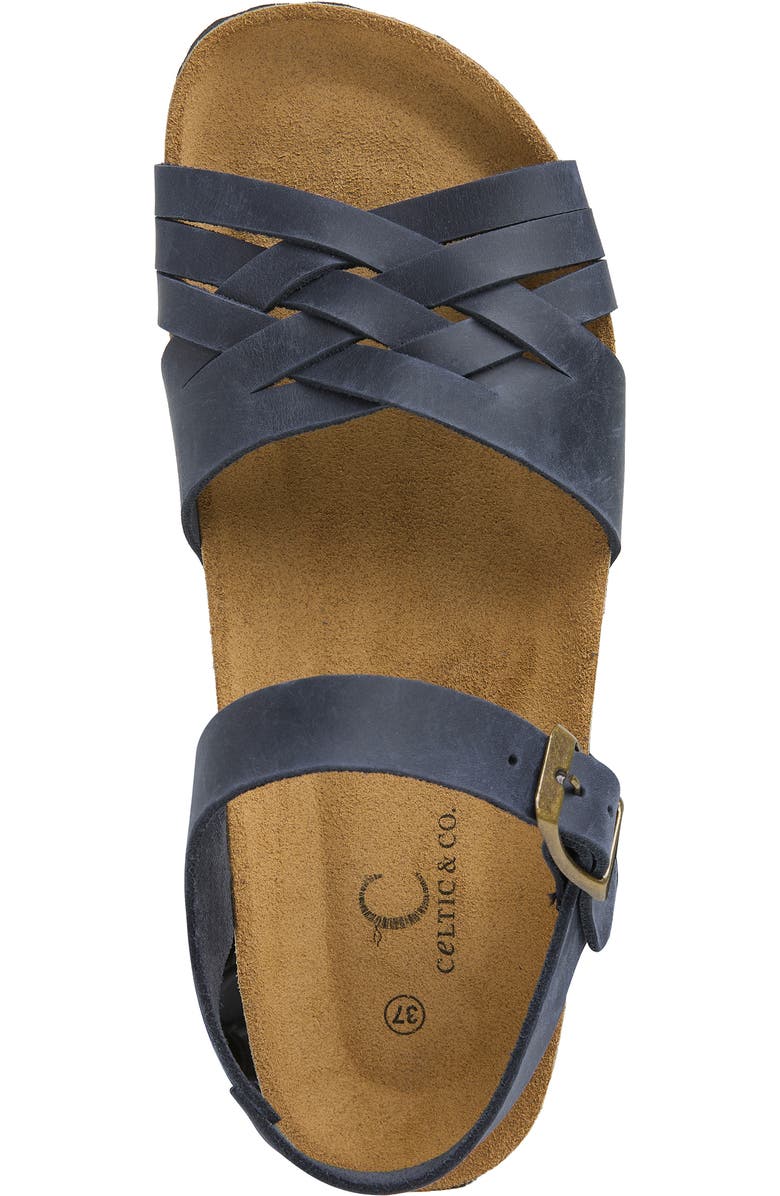 Celtic & Co. Woven Detail Low Wedge Leather Sandal, Alternate, color, Navy