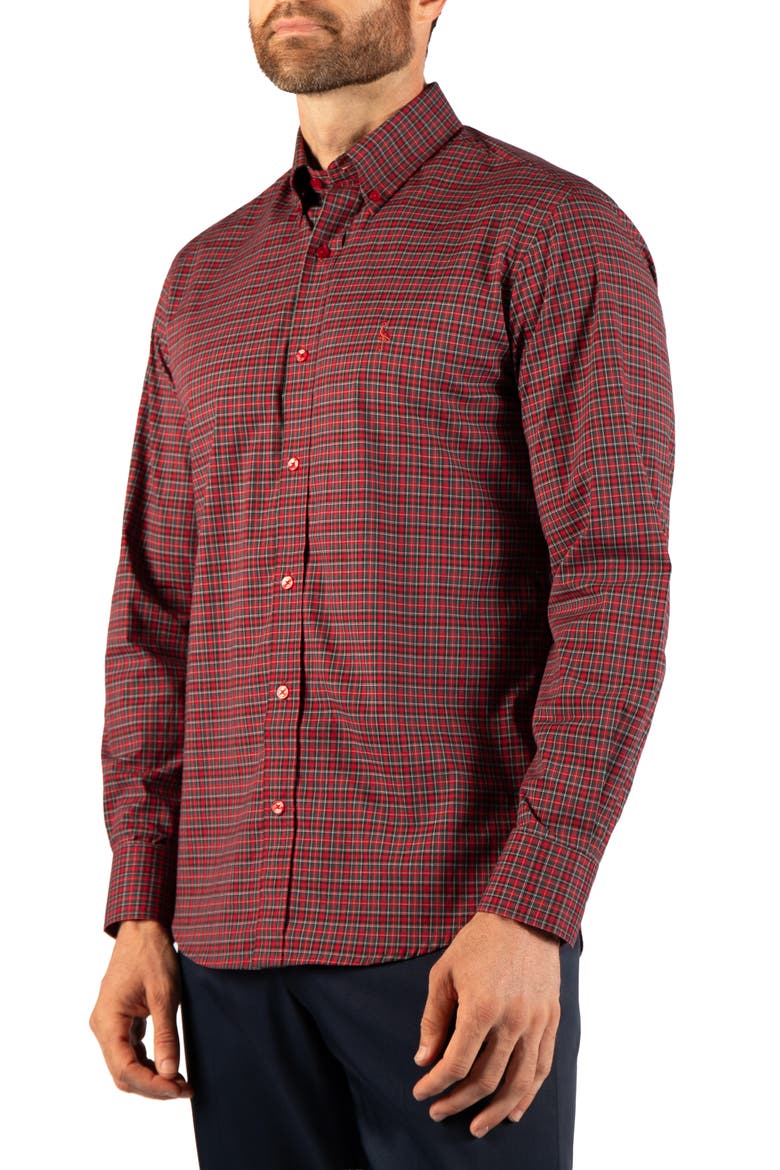 Holiday Mini Tartan Long Sleeve Button Down Shirt, Alternate, color, RED