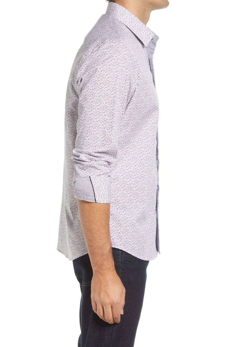 Stone Rose Wine Glass Print Stretch Button-Up Shirt, Alternate, color, 