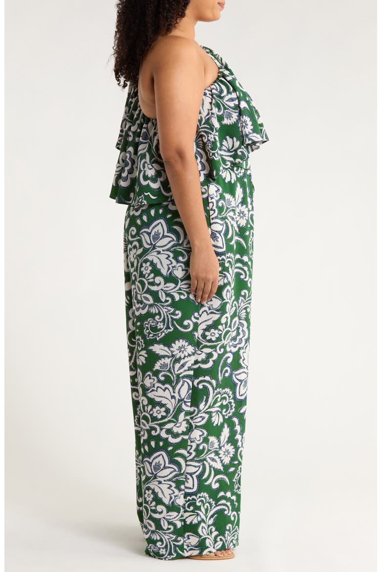 Harriet Floral Kaley One-Shoulder Wide Leg Jumpsuit, Alternate, color, CREAM-GREEN