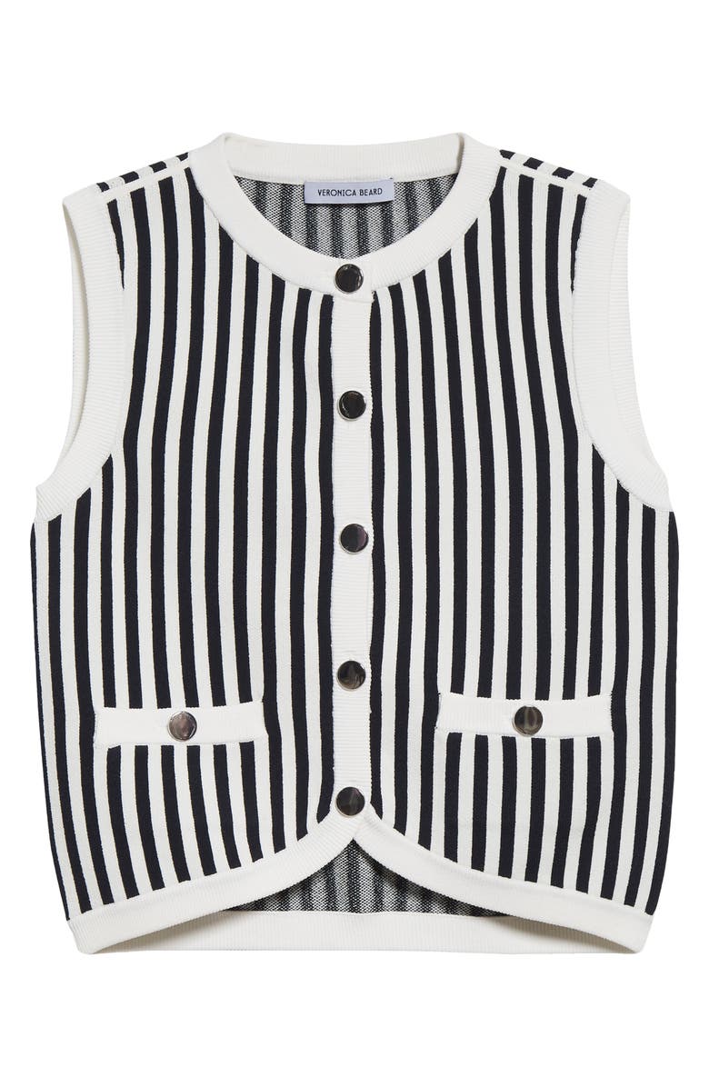 Veronica Beard Leland Stripe Sweater Vest, Alternate, color, Navy Off-White