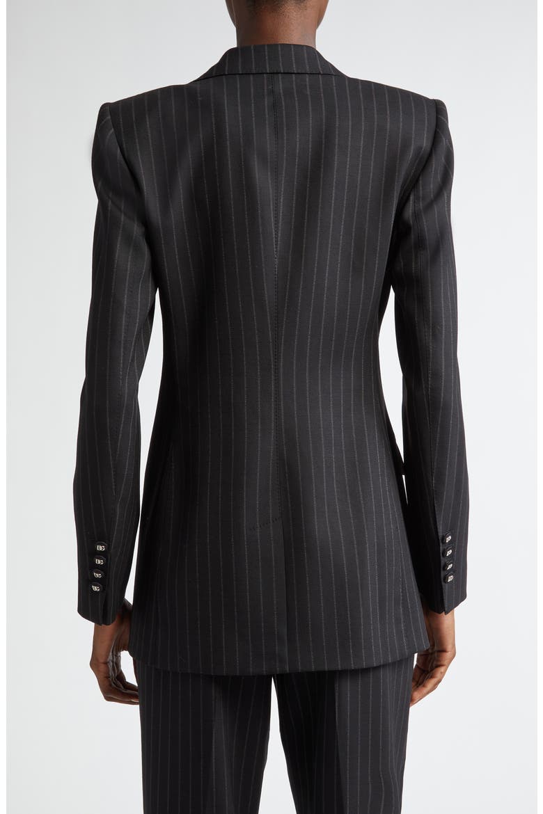 Pinstripe Stretch Virgin Wool Jacket, Alternate, color, BLACK