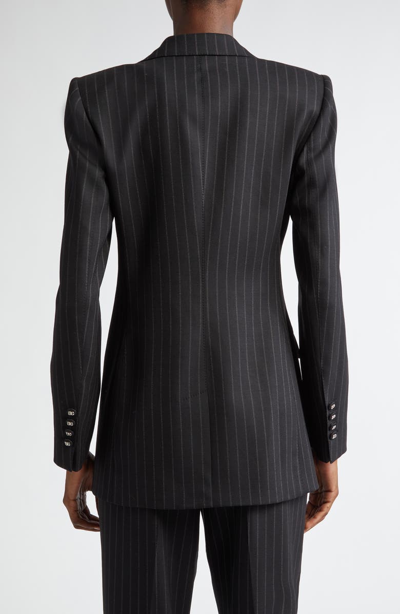 Dolce&Gabbana Pinstripe Stretch Virgin Wool Jacket, Alternate, color, Black