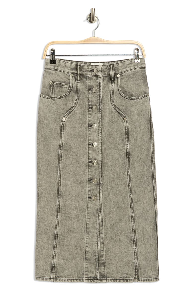 Vandy Button Front Denim Skirt, Alternate, color, LIGHT GREY