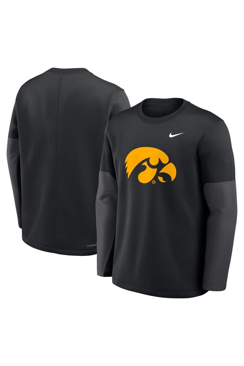 Men's Nike Black Iowa Hawkeyes 2025 Sideline Coach Performance Long Sleeve T-Shirt, Alternate, color, Black