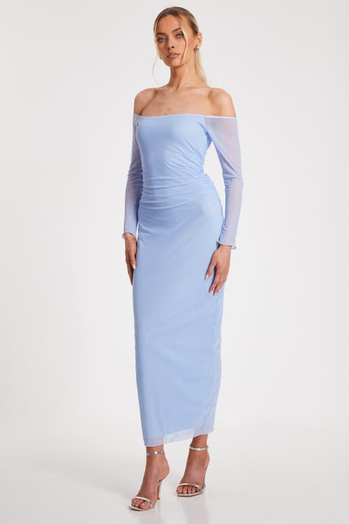 Quiz Bardot Mesh Maxi In Pale Blue