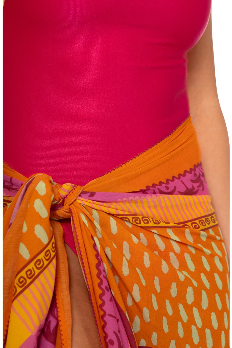 Mistic Garden Isla Cover-Up Pareo, Alternate, color, OPEN ORANGE