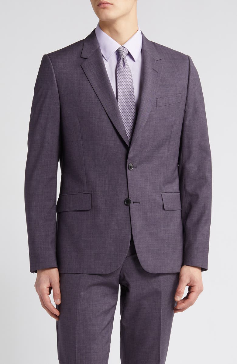 Paul Smith Tailored Fit Stripe Stretch Cotton Suit, Alternate, color, Purple
