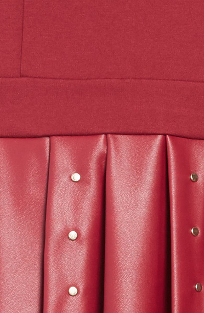 Marciano Studded Ponte & Faux Leather Dress, Alternate, color,