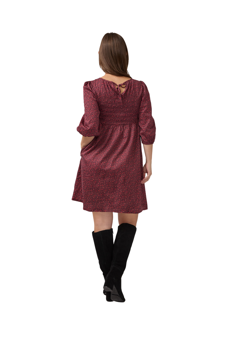Smocked Paisley Cotton Maternity Dress, Alternate, color, Burgundy Paisley