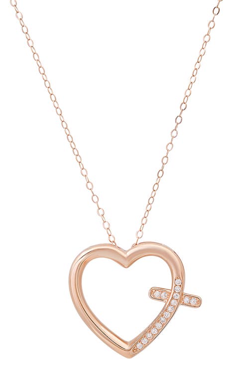 Cubic Zirconia Heart Cross Pendant Necklace