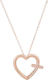 Queen Jewels Cubic Zirconia Heart Cross Pendant Necklace