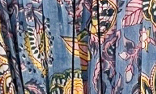 Alicia Bell Kate Itered Cotton & Silk Cover-up Minidress In Blue Yellow Print