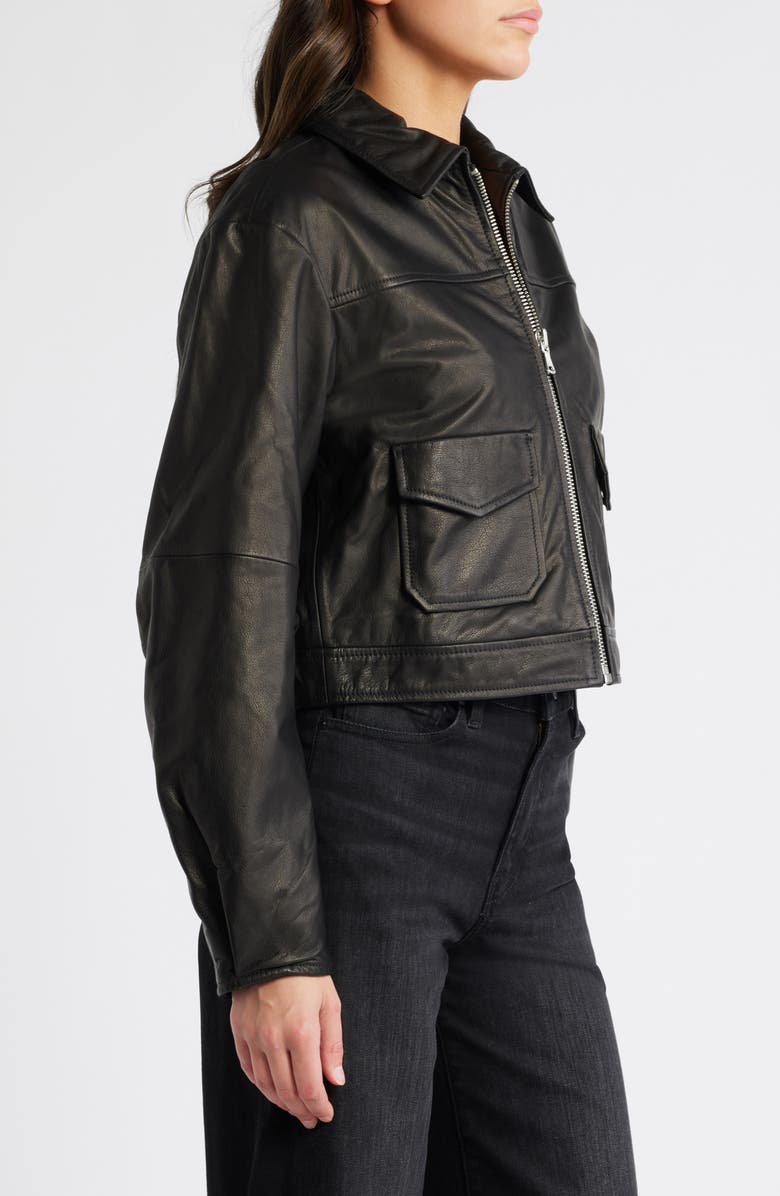PAIGE Clyde Leather Bomber Jacket, Alternate, color, 