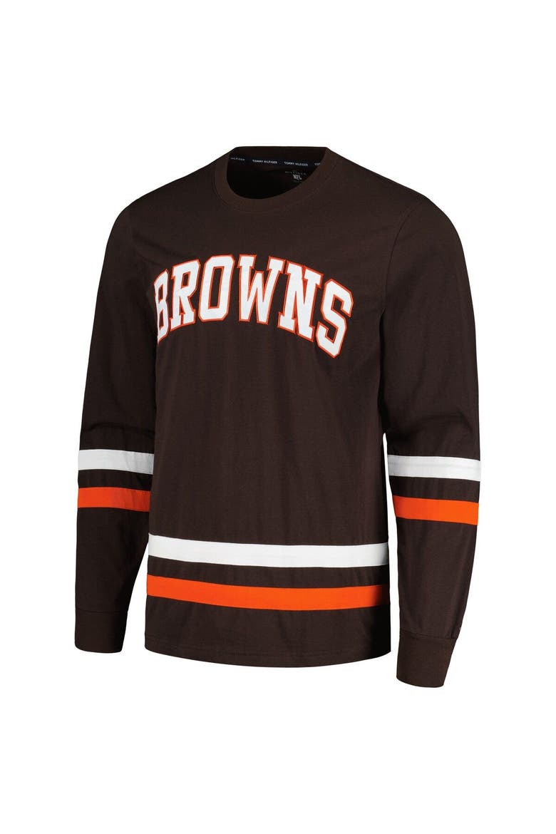 Men's Tommy Hilfiger Brown/Orange Cleveland Browns Nolan Long Sleeve T-Shirt, Alternate, color, Brown