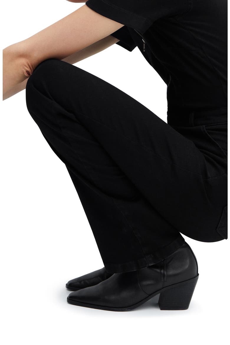 Straight Leg Zip-Up Denim Jumpsuit, Alternate, color, BLACK DENIM