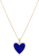 The Lovery Fine Jewelry Large Lapis CZ Halo Heart Necklace
