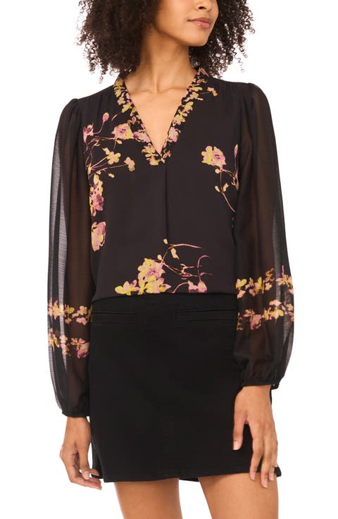 Placed Floral Long Sleeve Top (Regular & Petite)