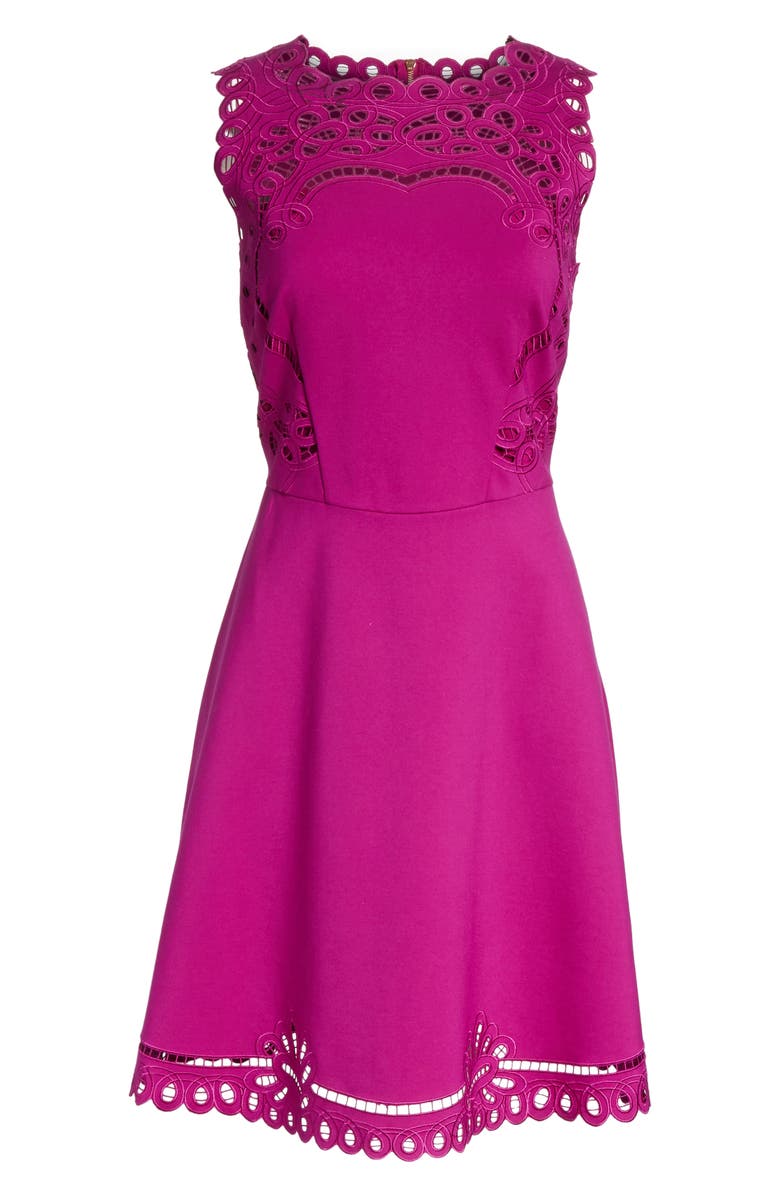 Ted Baker London Embroidered Skater Dress, Alternate, color,