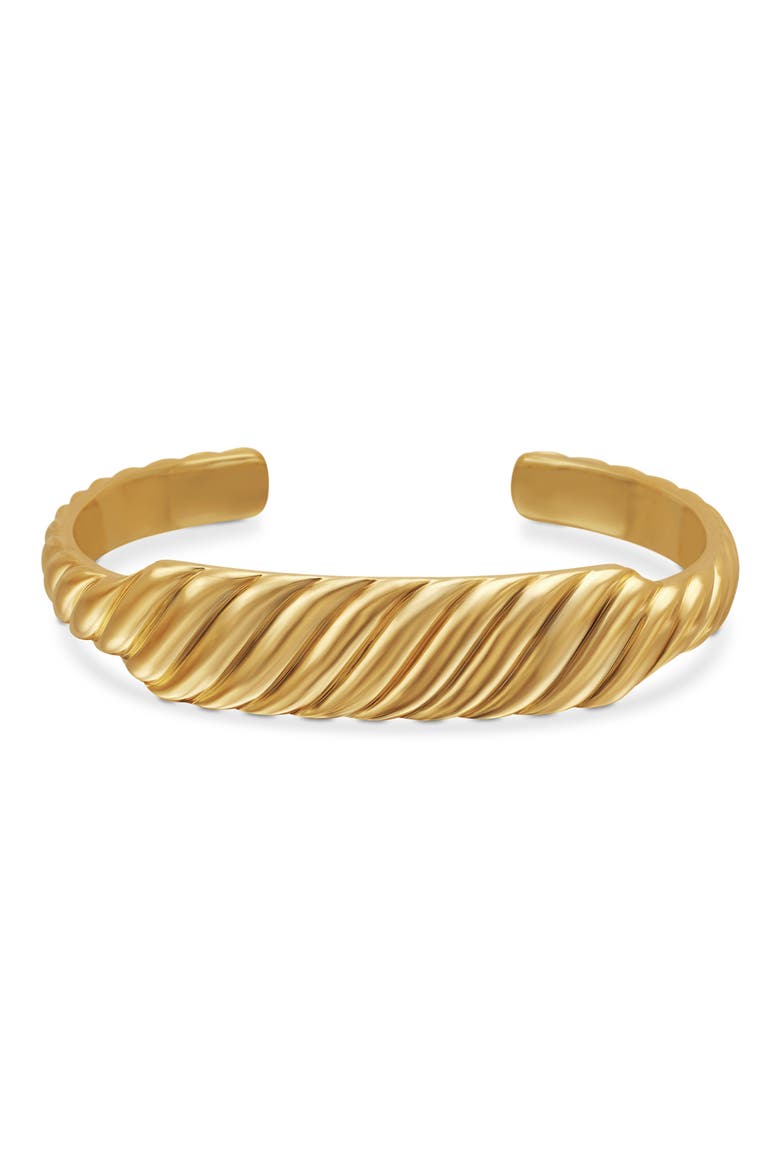 Sculpted Cable Contour Cuff Bracelet in 18K Gold, 13mm, Alternate, color, 18K YELLOW GOLD