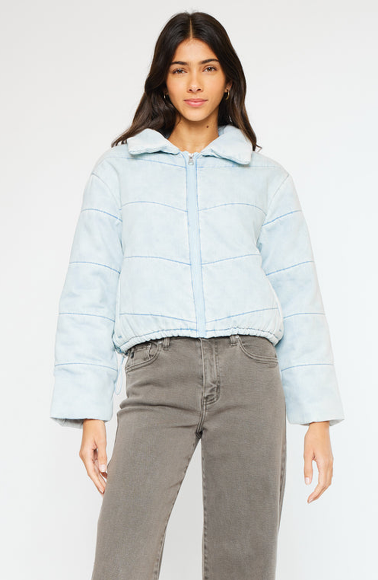KanCan Luciana Denim Puffer Jacket, Main, color, Light Wash