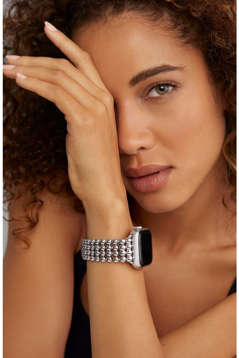 Smart Caviar Beaded Apple Watch® Watchband, Alternate, color, SILVER