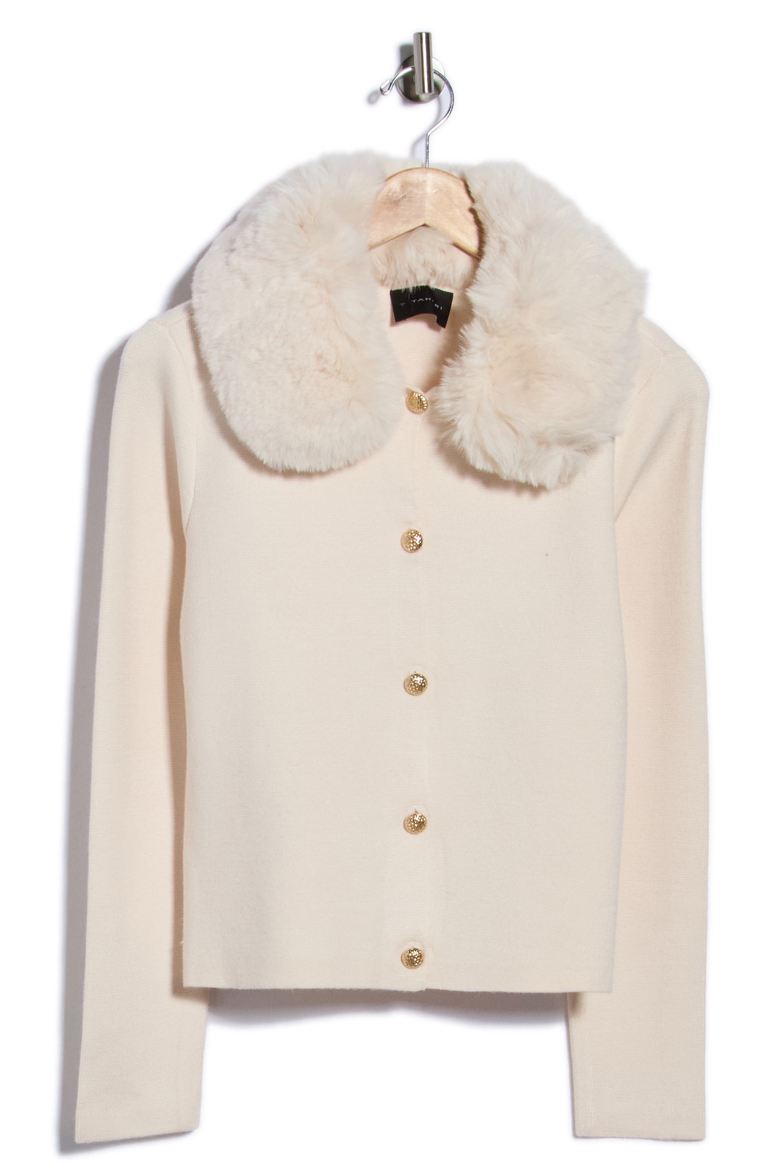 Faux Fur Collar Cardigan