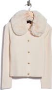 T Tahari Faux Fur Collar Cardigan