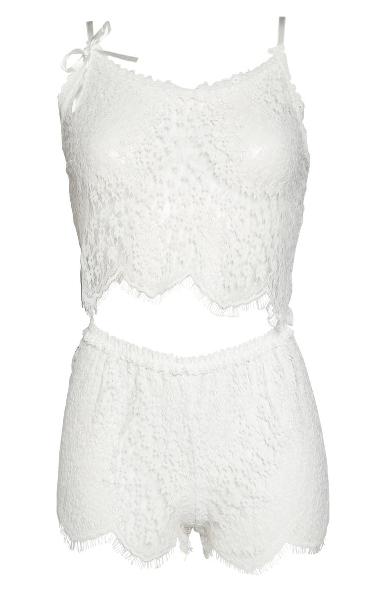 Coquette Crop Lace Top & Tap Shorts Set, Alternate, color, White