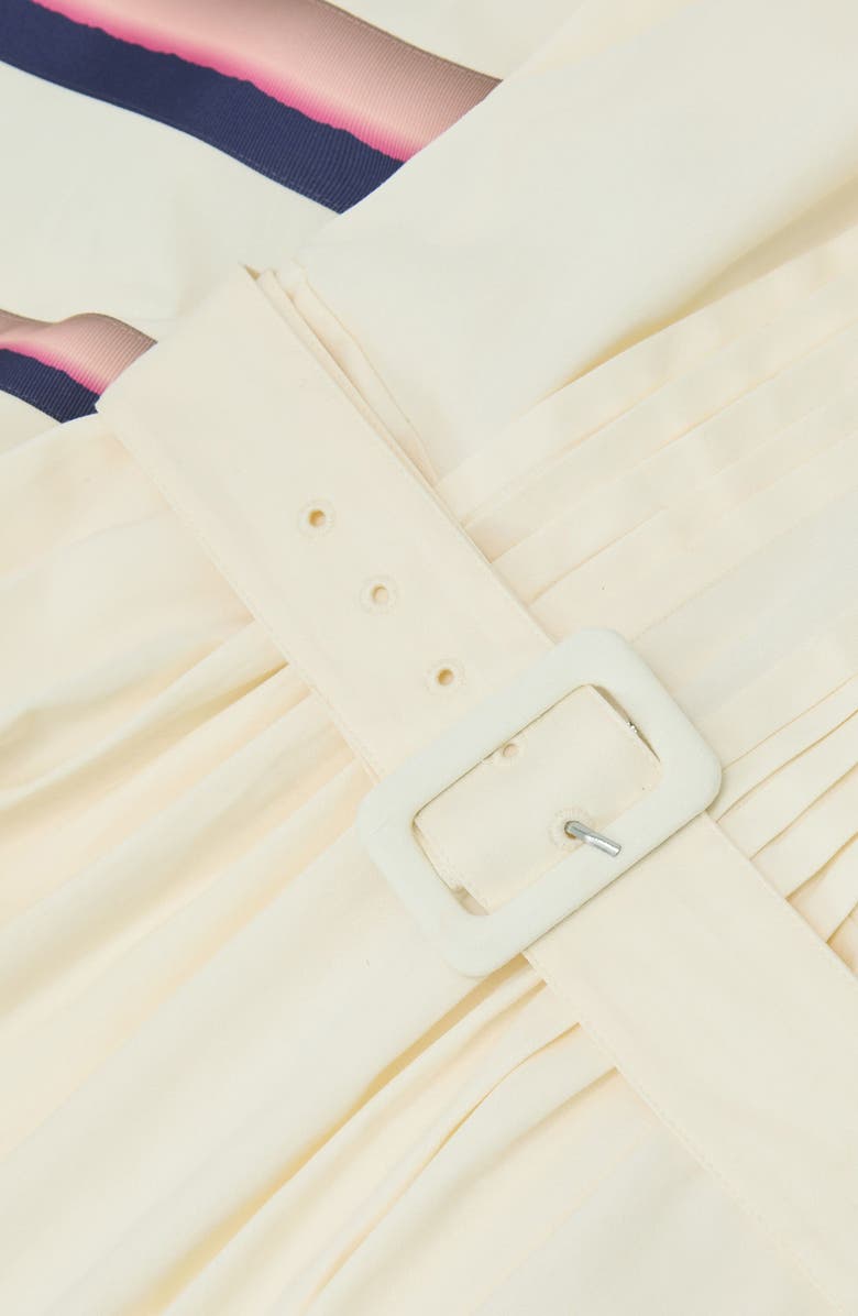 Reiss Sara Pleat Belted A-Line Dress, Alternate, color, Cream