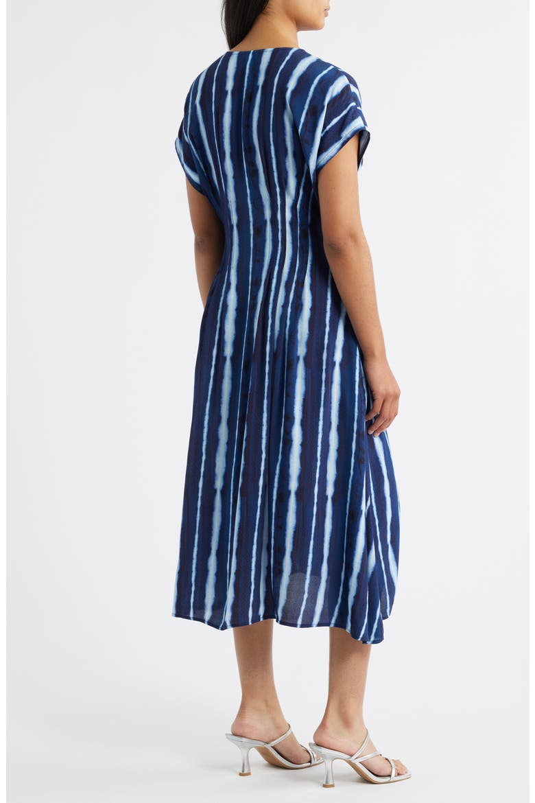 Lana Shibori Stripe Short Sleeve Midi Dress, Alternate, color, INK STRIPE