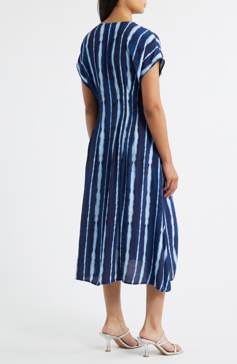 MARGARET O'LEARY Lana Shibori Stripe Short Sleeve Midi Dress, Alternate, color, Ink Stripe