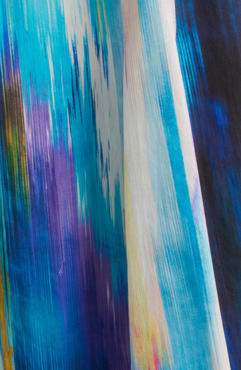 Elie Tahari Miriam Ikat Print Belted Cotton Dress, Alternate, color, Water Canvas Print