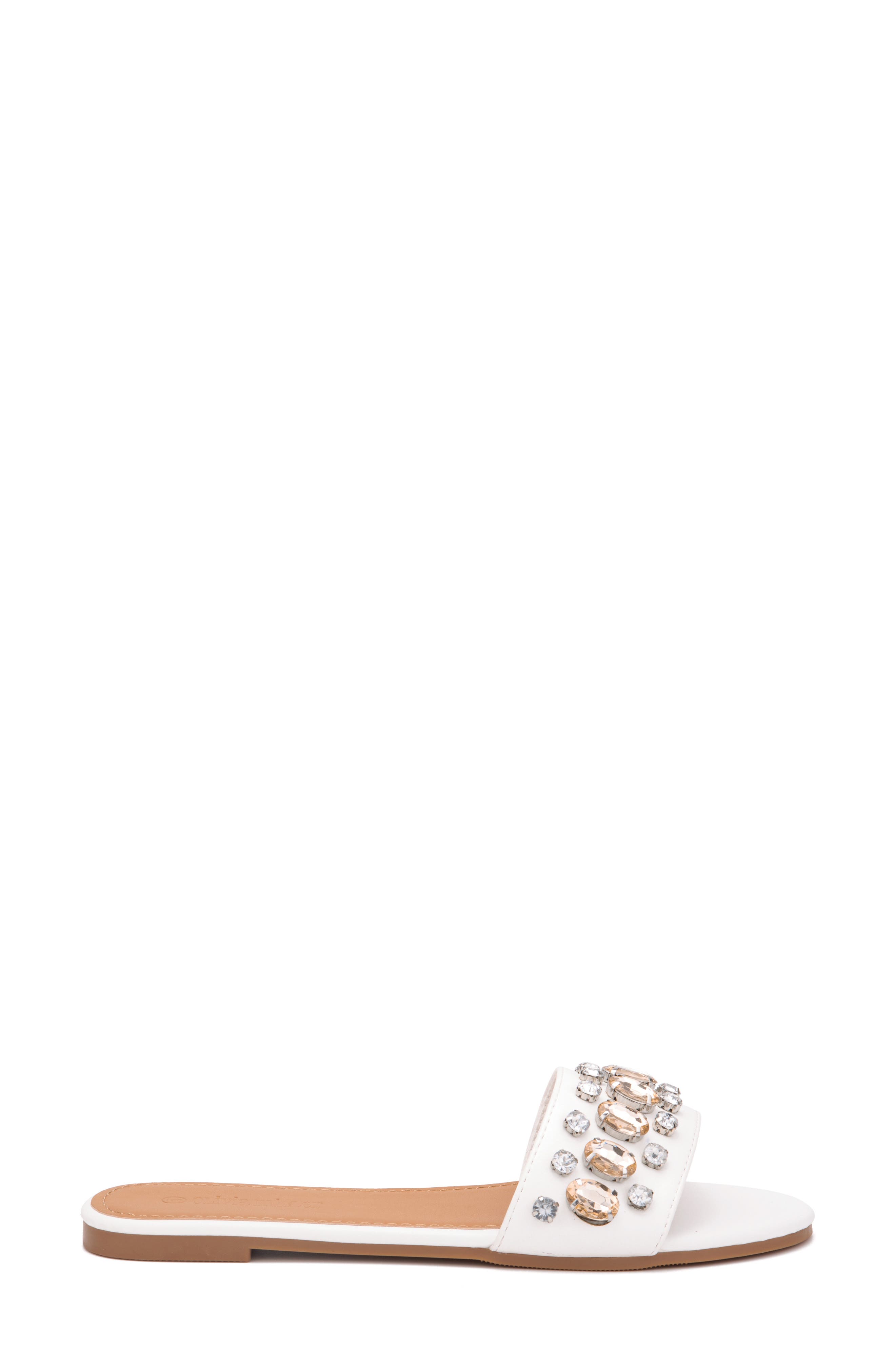 OLIVIA MILLER Gem Slide Sandal, Alternate, color, White